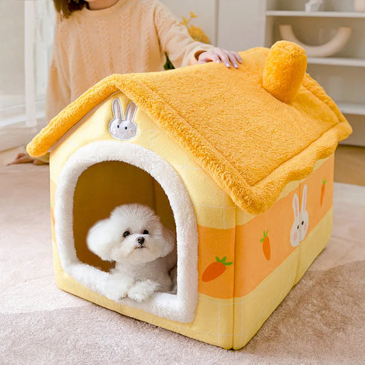 Pets Puppy Cave Sofa Foldable Pet House Indoor Kennel Small Dogs Cats Winter Warm Luxury Bed Soft Mat Nest Kawaii Pet Products